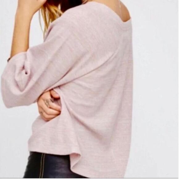 We The Free Lavander Sacramento Waffle Knit Thermal Oversized Crop Tee Size M - Picture 3 of 7